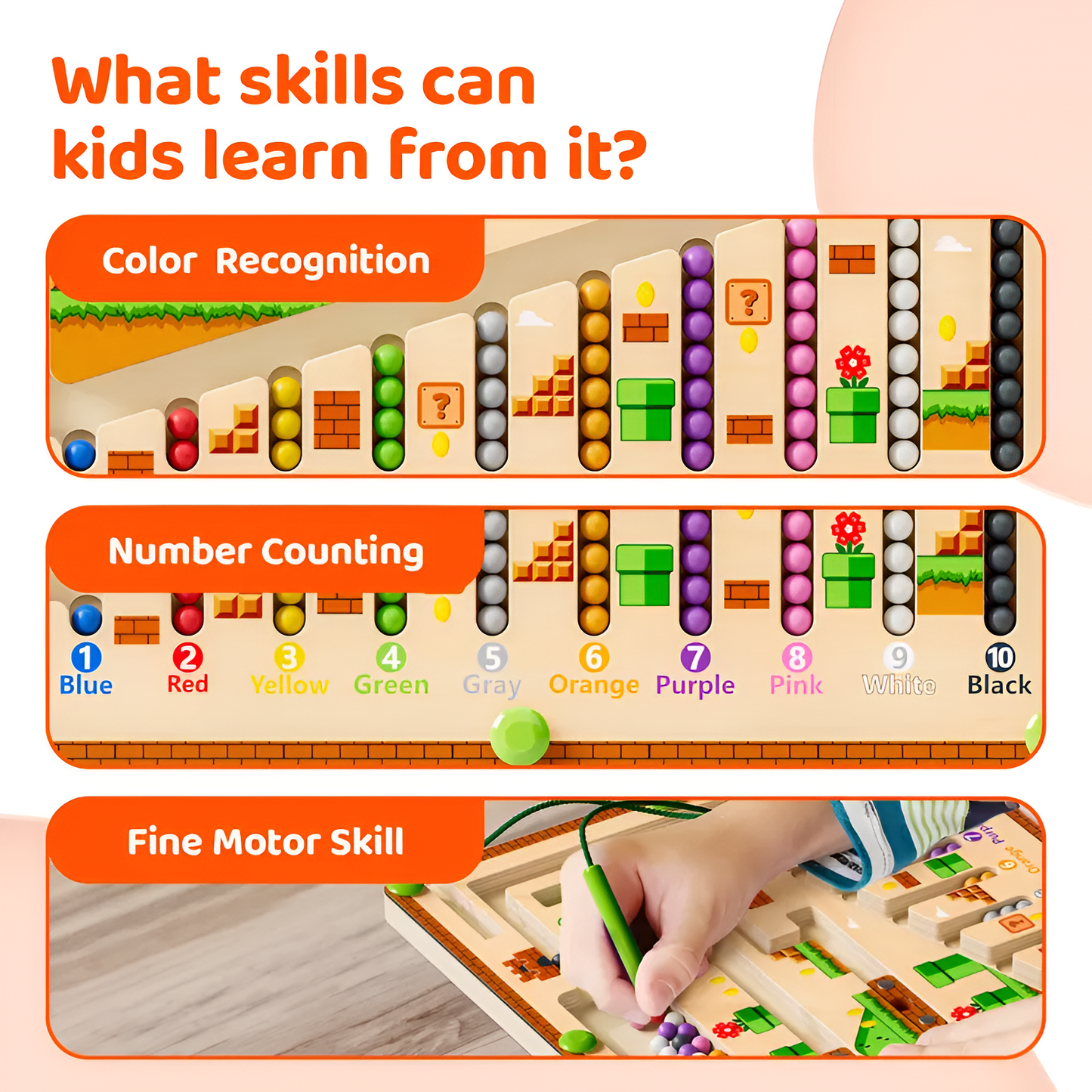 Magnetic Adventure Maze – Wooden Color & Number Learning Board