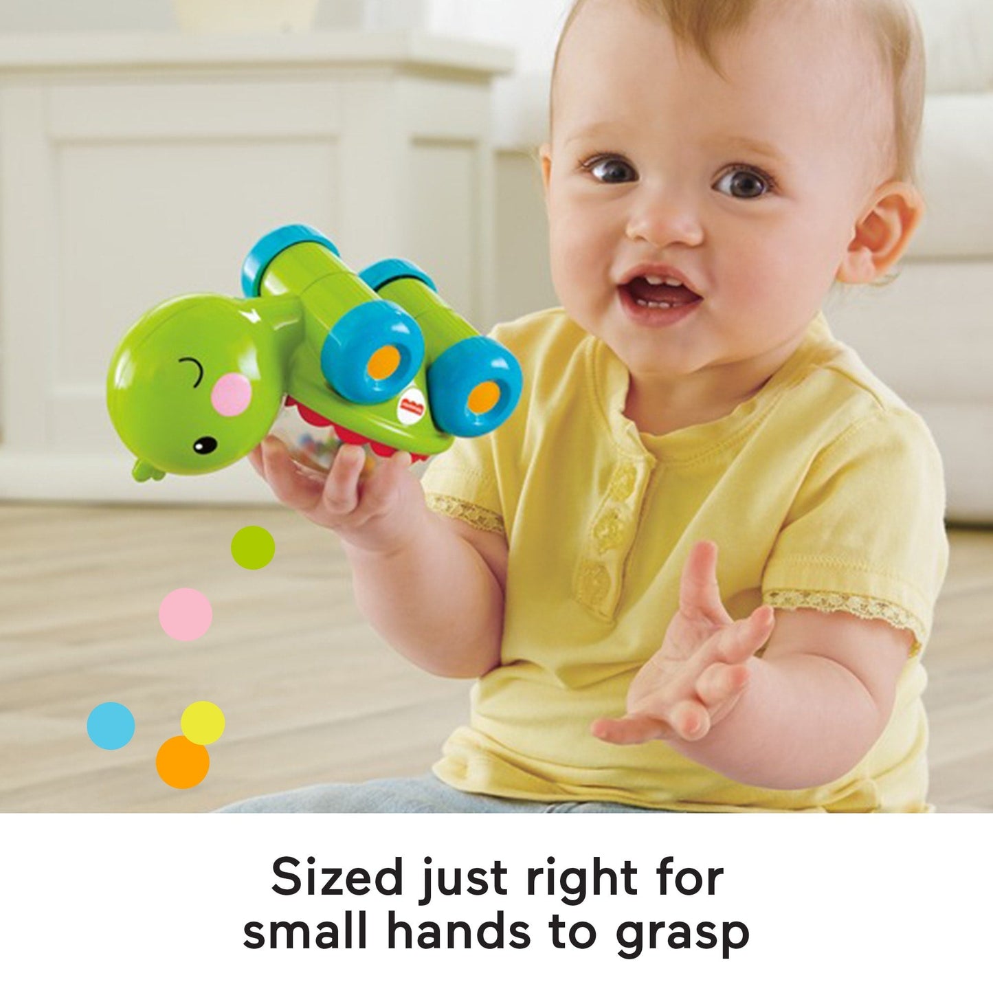 Bloomila Poppity Pop Turtle Push-Along Vehicle With Sounds For Infant Crawling Play