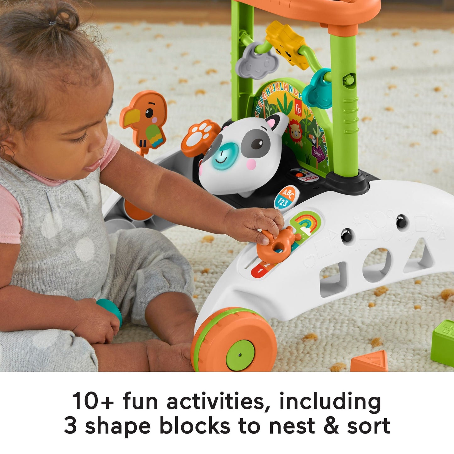Bloomila 2-Sided Steady Speed Panda WalkBaby & Toddler Learning Toy With Music & Blocks