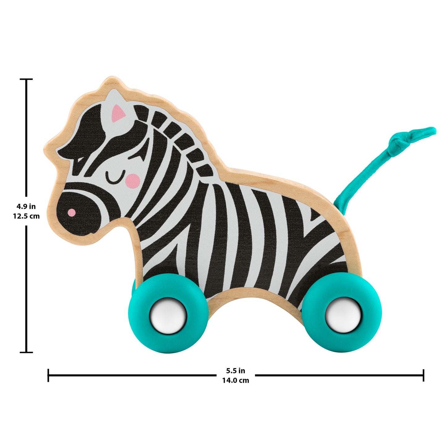 Bloomila Wooden Push Along Animals, Lion & Zebra Toy Vehicles For Baby Crawling Play