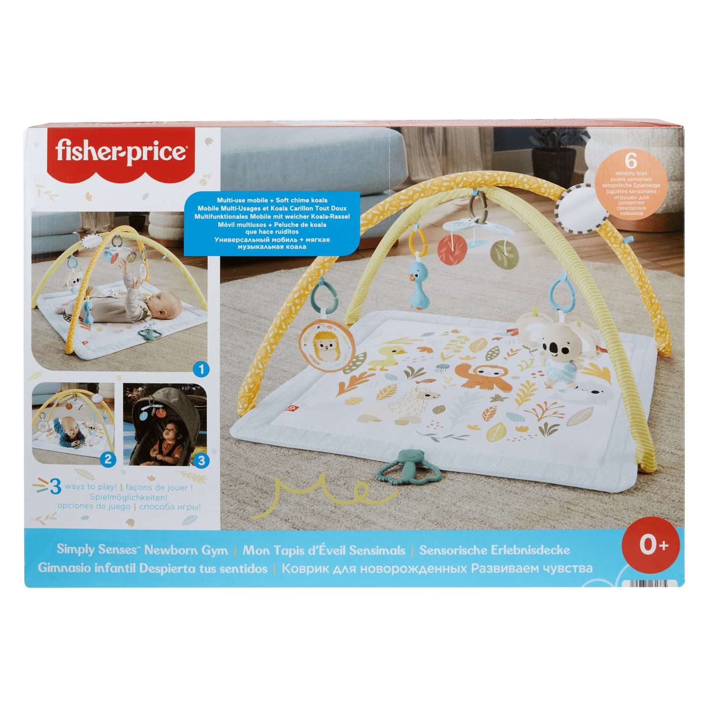 Bloomila Simply Senses Newborn Gym Baby Activity Mat With 6 Sensory Toys
