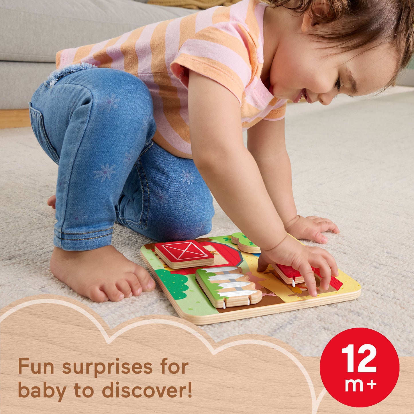 Bloomila Wooden Farm Animal Board Busy Activity Toy For Baby & Toddler, 1 Wood Piece