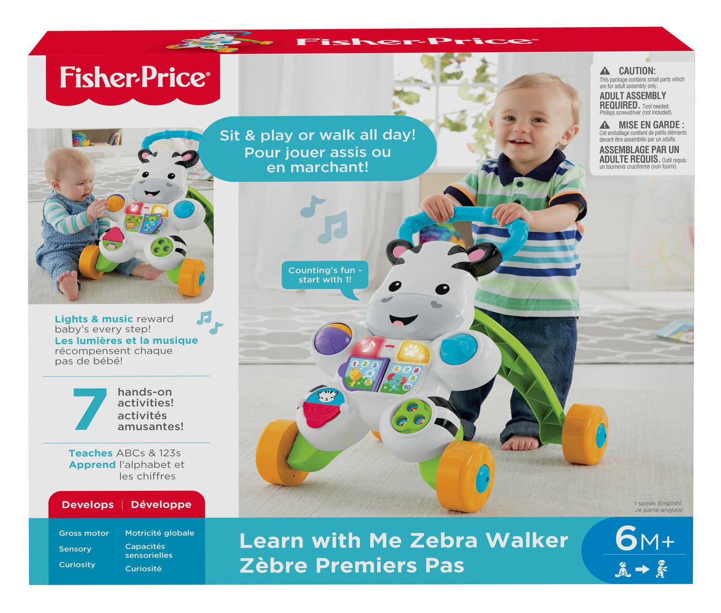 Bloomila Learn With Me Zebra Walker Baby & Toddler Learning Toy With Music & Lights