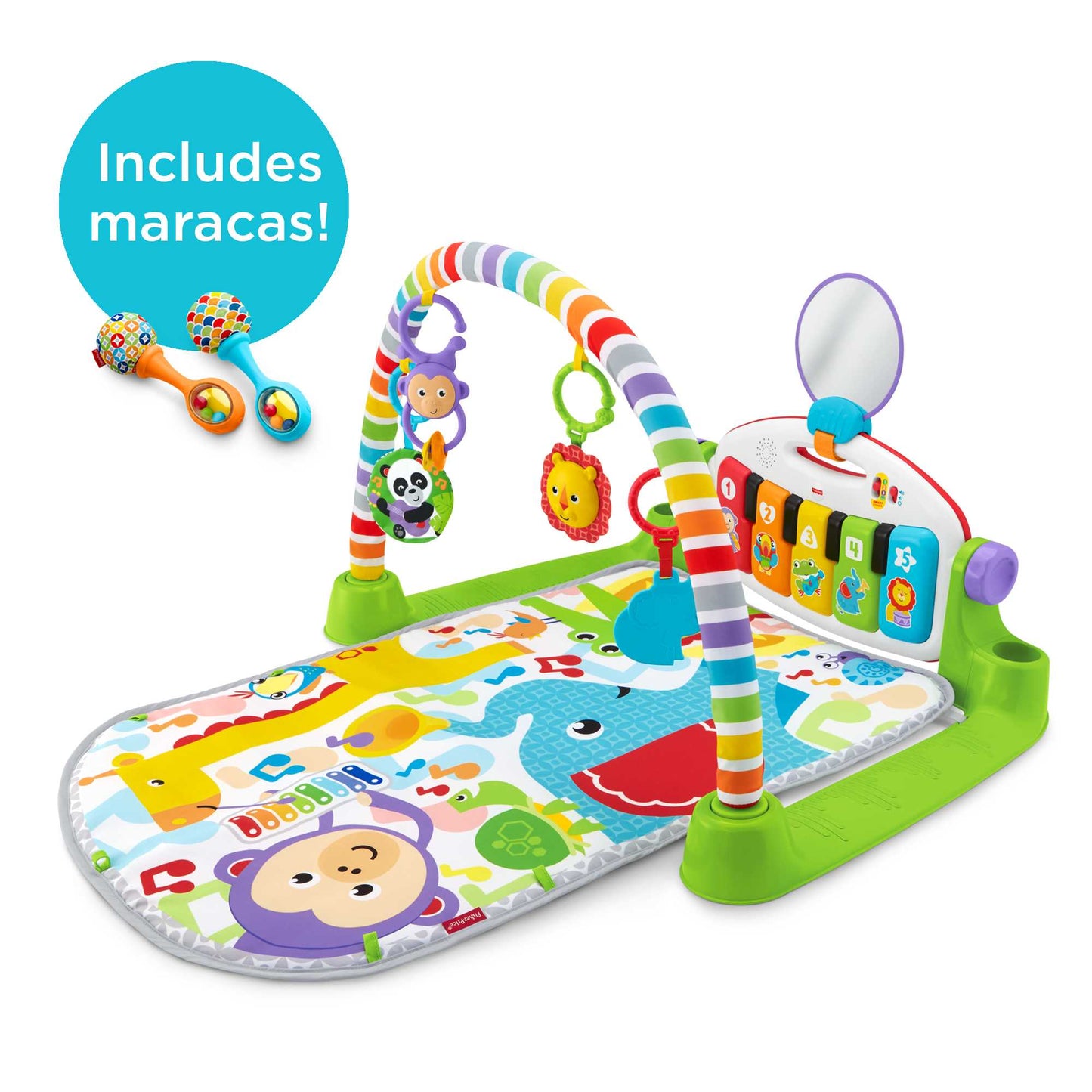 Bloomila Deluxe Kick & Play Piano Baby Gym Learning Toy & Newborn Rattle Maracas