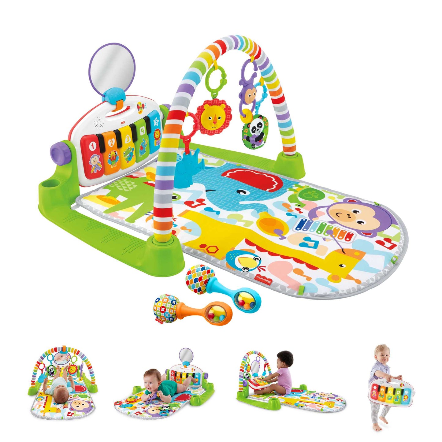 Bloomila Deluxe Kick & Play Piano Baby Gym Learning Toy & Newborn Rattle Maracas