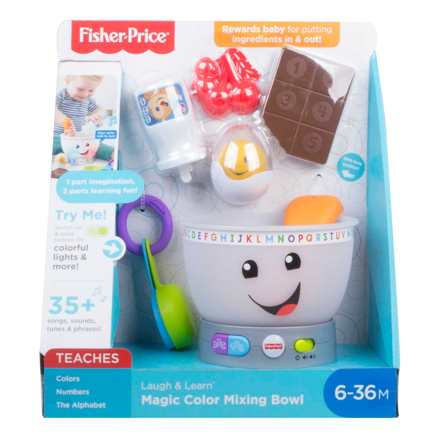 Bloomila Mixing Bowl Learning Toy With Lights Music And Pretend Food, Baby And Toddler Toy