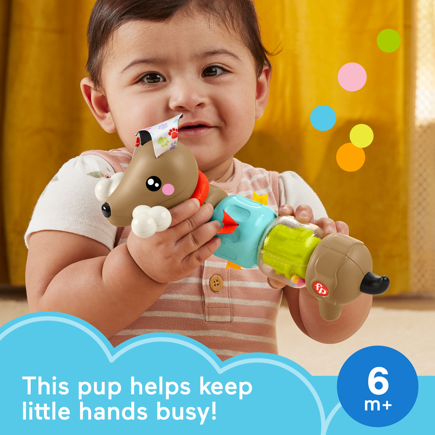 Bloomila Fp Pets Click & Spin Activity Pup Fine Motor Sensory Toy For Babies