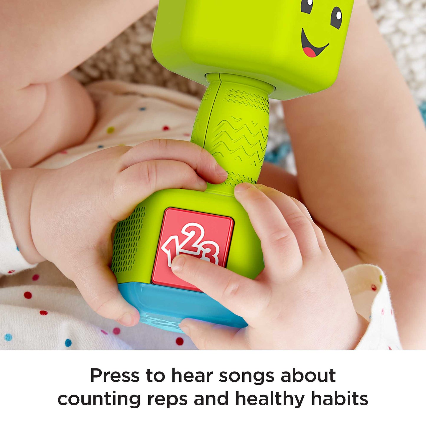 Bloomila Laugh & Learn Countin’ Reps Dumbbell Musical Rattle Toy For Infant & Toddler