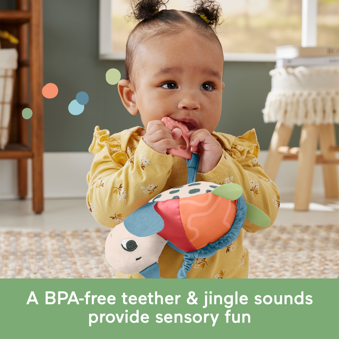 Bloomila Planet Friends Sea Me Bounce Turtle Baby Stroller Toy With Sensory Details Newborns