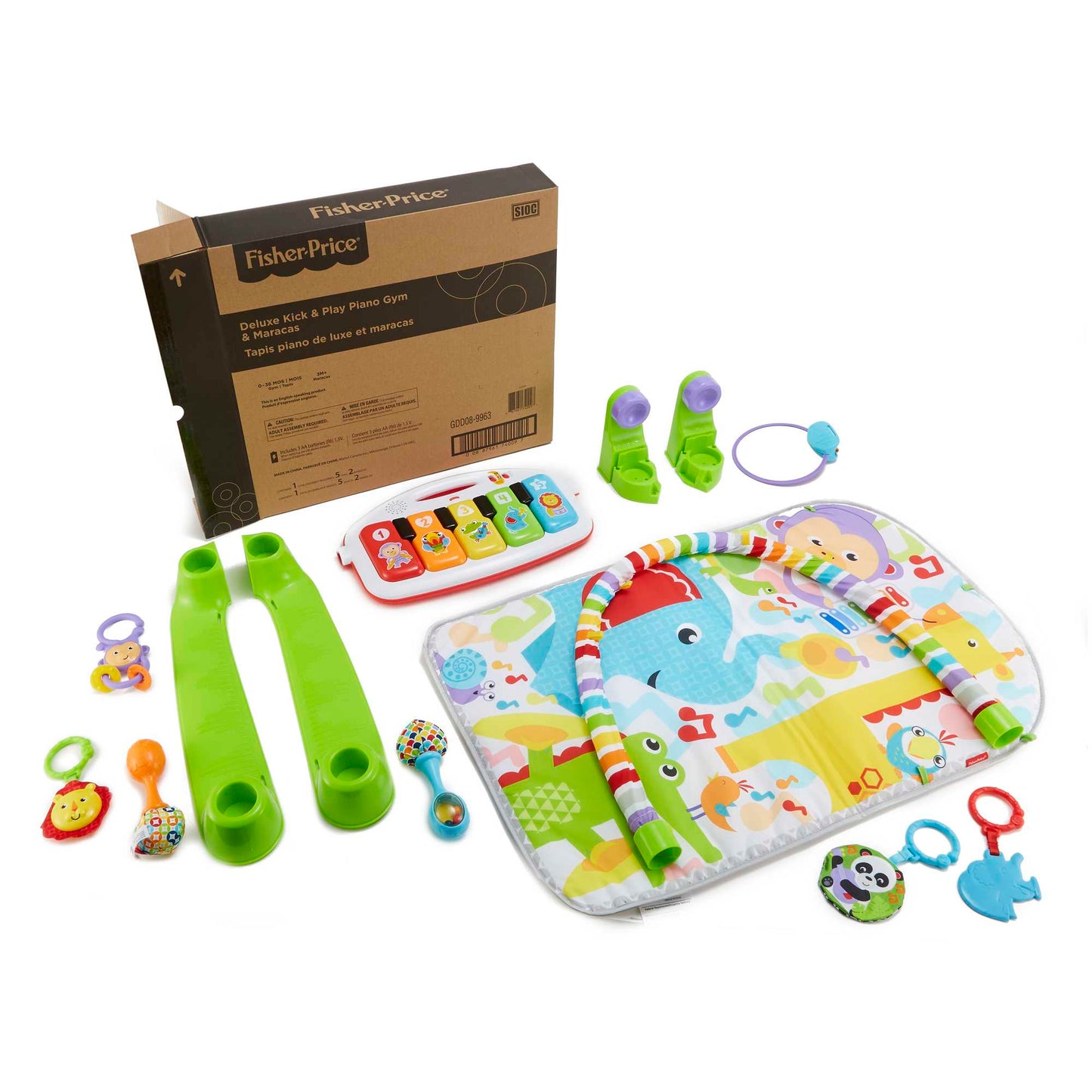 Bloomila Deluxe Kick & Play Piano Baby Gym Learning Toy & Newborn Rattle Maracas