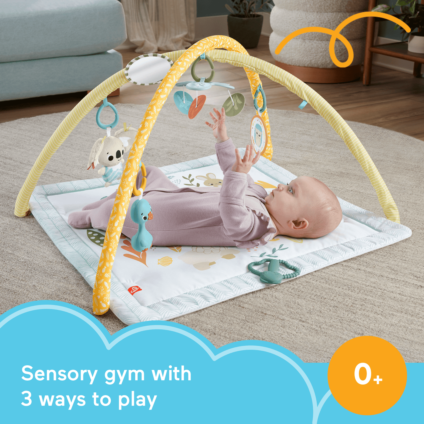 Bloomila Simply Senses Newborn Gym Baby Activity Mat With 6 Sensory Toys