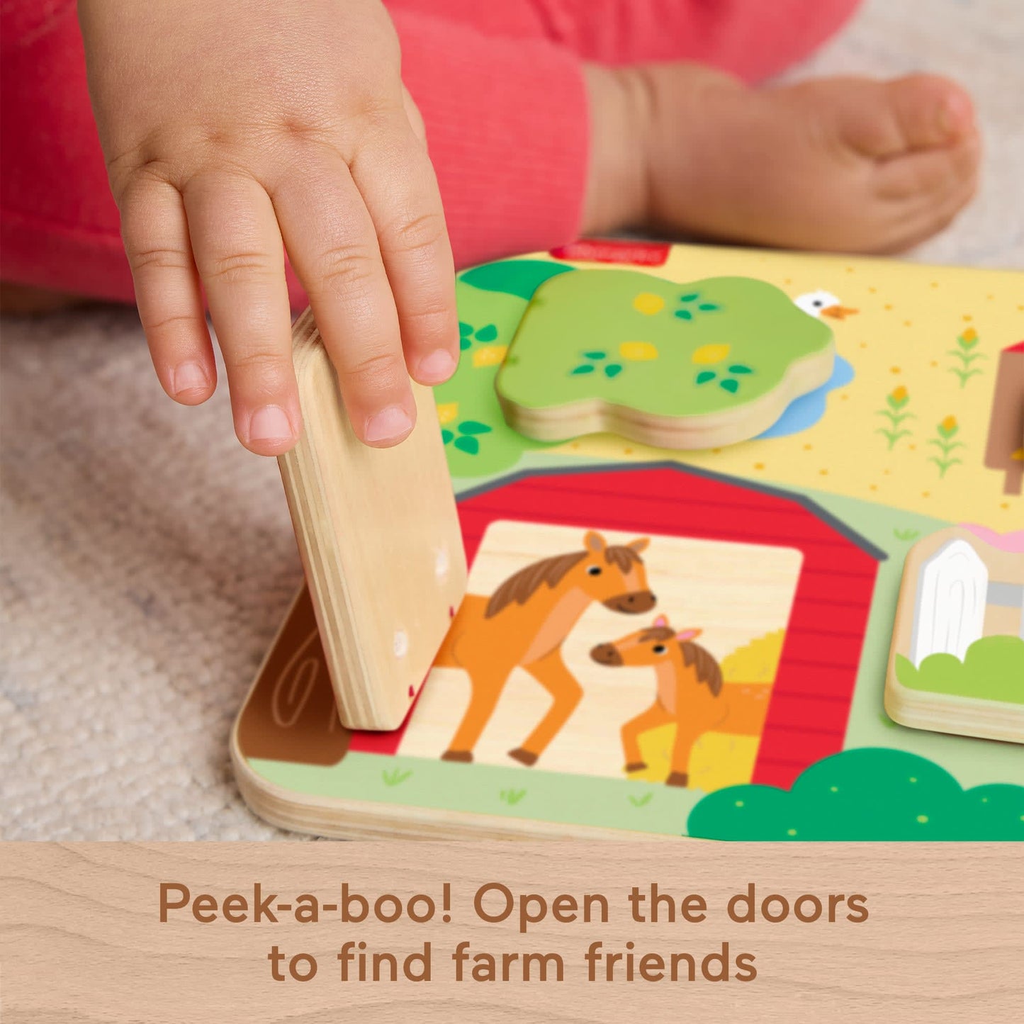 Bloomila Wooden Farm Animal Board Busy Activity Toy For Baby & Toddler, 1 Wood Piece