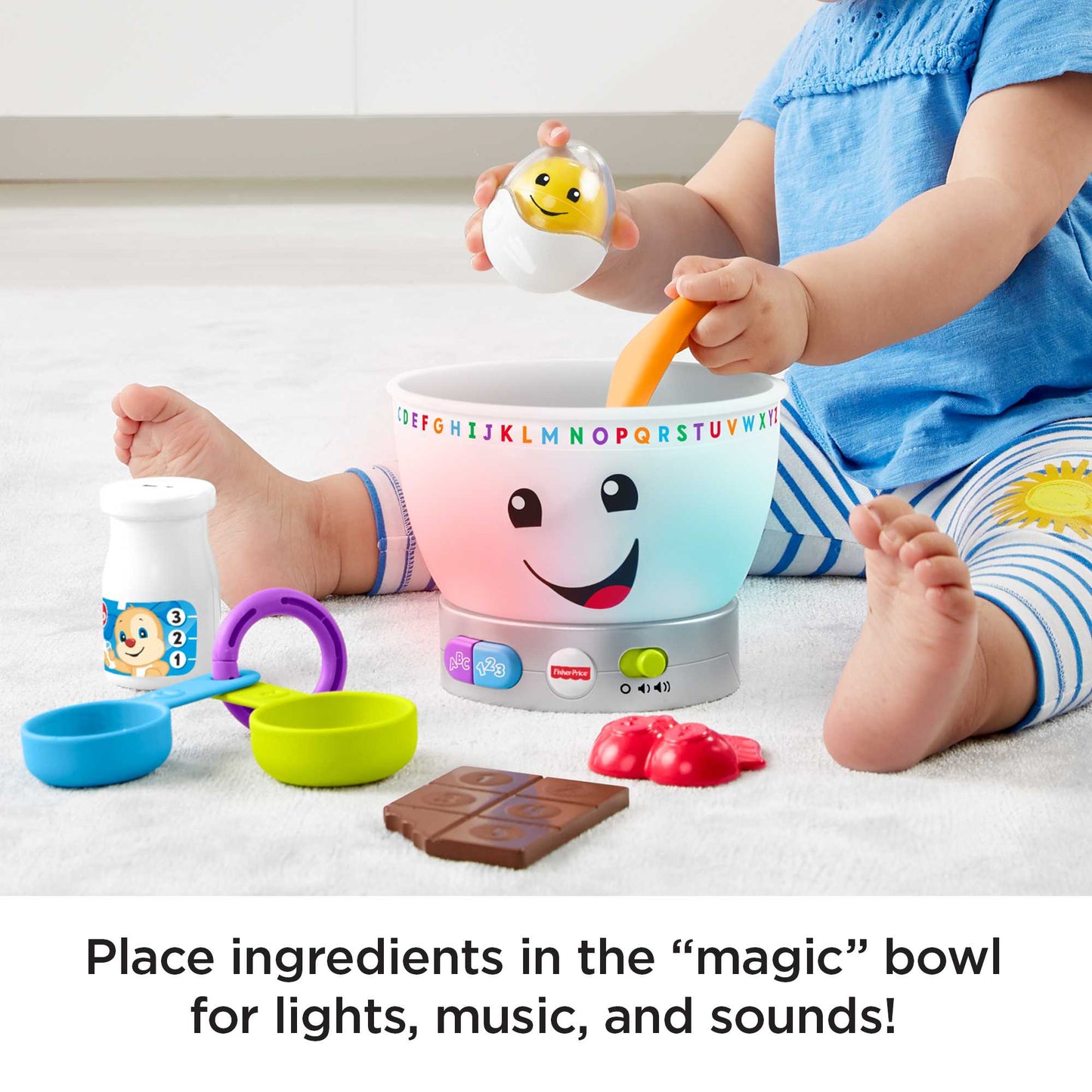 Bloomila Mixing Bowl Learning Toy With Lights Music And Pretend Food, Baby And Toddler Toy