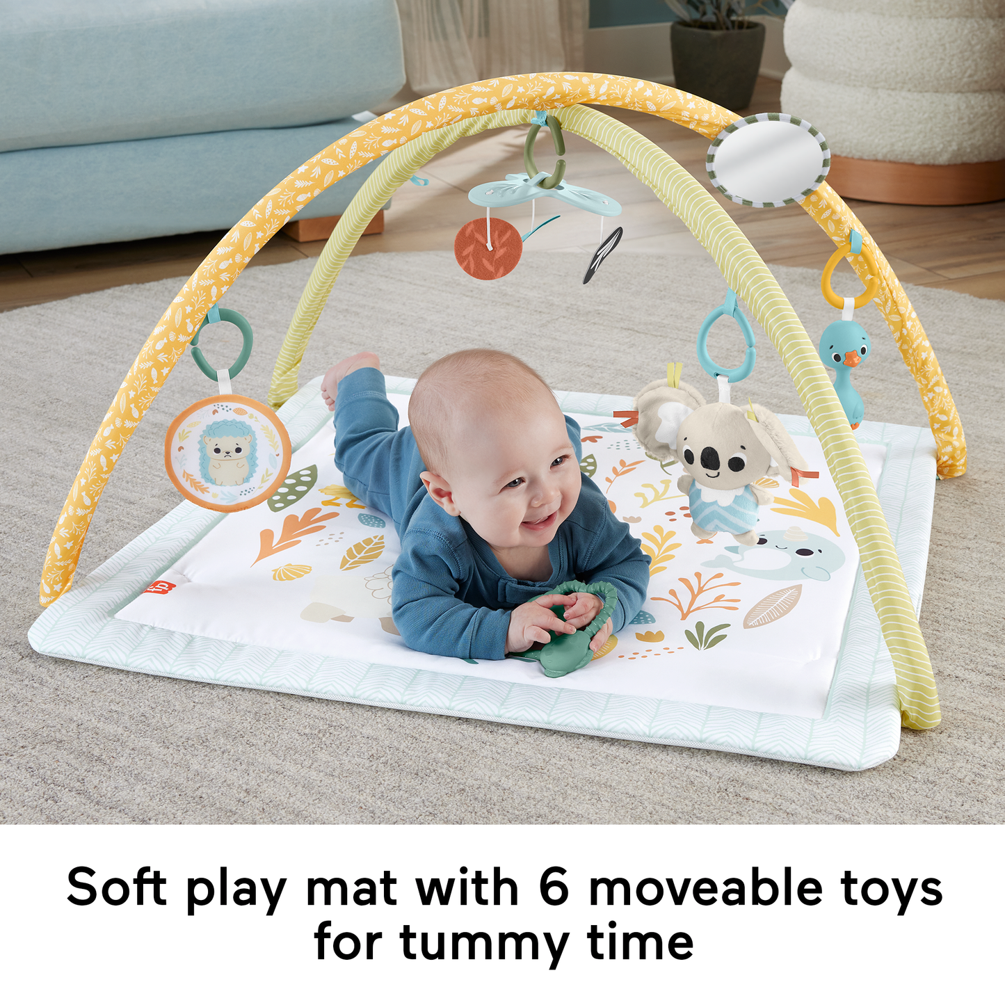 Bloomila Simply Senses Newborn Gym Baby Activity Mat With 6 Sensory Toys