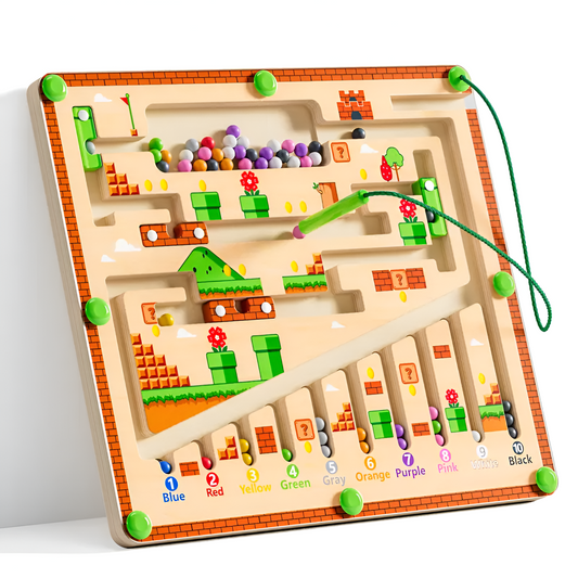 Magnetic Adventure Maze – Wooden Color & Number Learning Board