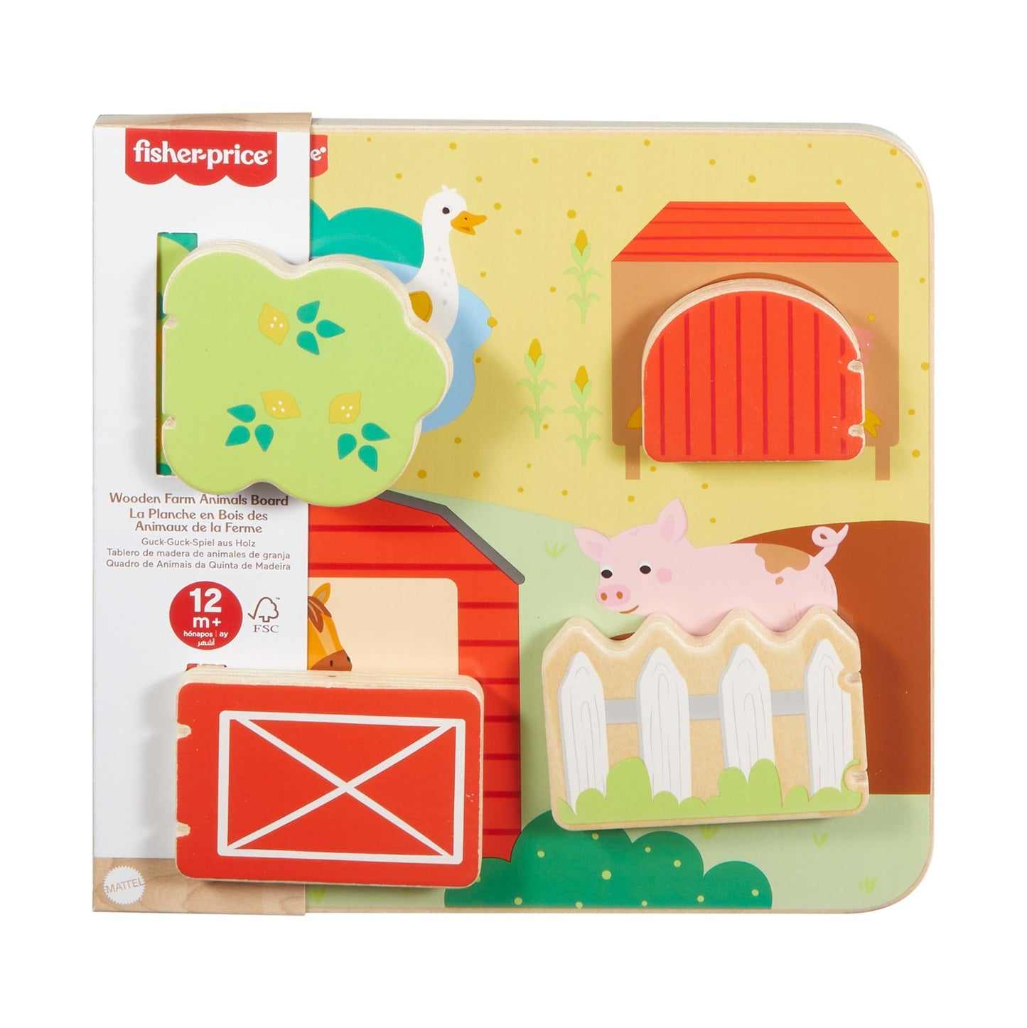Bloomila Wooden Farm Animal Board Busy Activity Toy For Baby & Toddler, 1 Wood Piece
