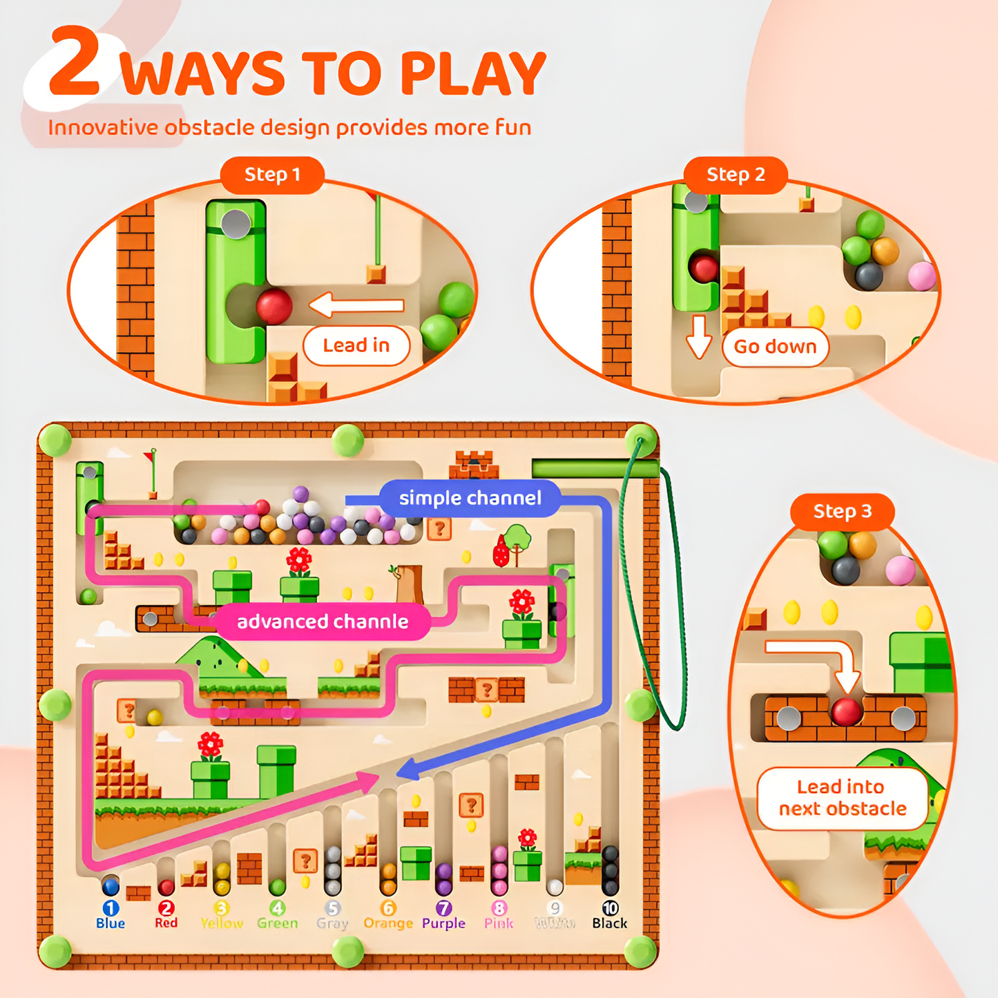 Magnetic Adventure Maze – Wooden Color & Number Learning Board