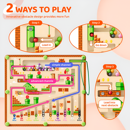 Magnetic Adventure Maze – Wooden Color & Number Learning Board