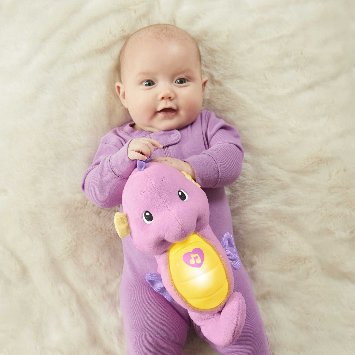 Bloomila Soothe & Glow Seahorse, Musical Plush Toy & Sound Machine For Baby With Lights, Pink