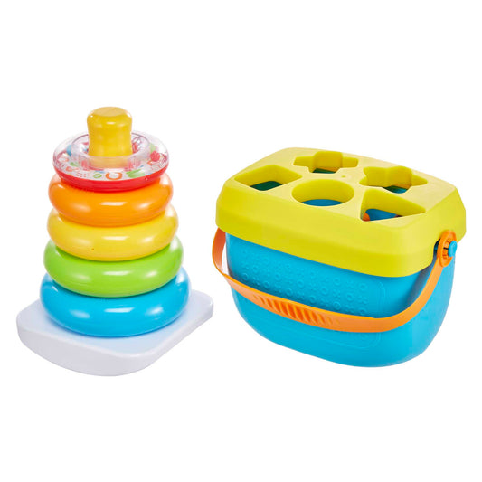 Bloomila Rock-A-Stack And Baby's First Blocks Gift Set Of 2 infant Toys