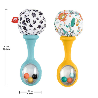Bloomila Baby Rattle ‘n Rock Maracas Toys, Set Of 2 For infants 3+ Months, High Contrast