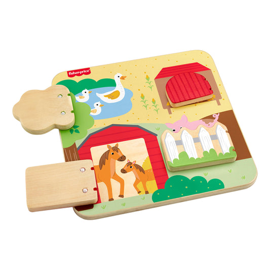 Bloomila Wooden Farm Animal Board Busy Activity Toy For Baby & Toddler, 1 Wood Piece