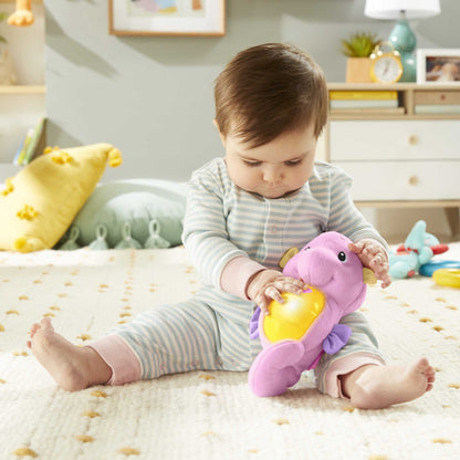 Bloomila Soothe & Glow Seahorse, Musical Plush Toy & Sound Machine For Baby With Lights, Pink