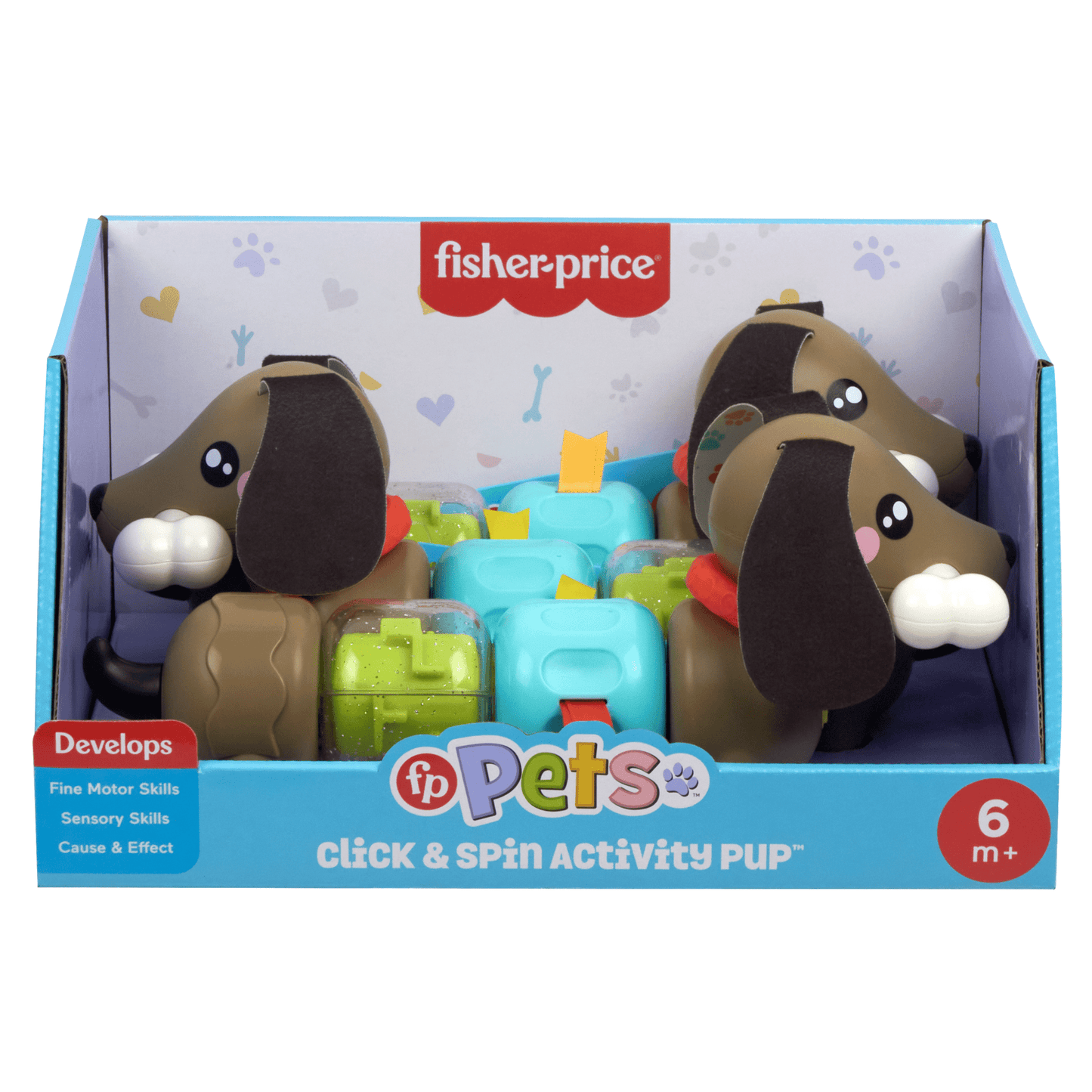 Bloomila Fp Pets Click & Spin Activity Pup Fine Motor Sensory Toy For Babies