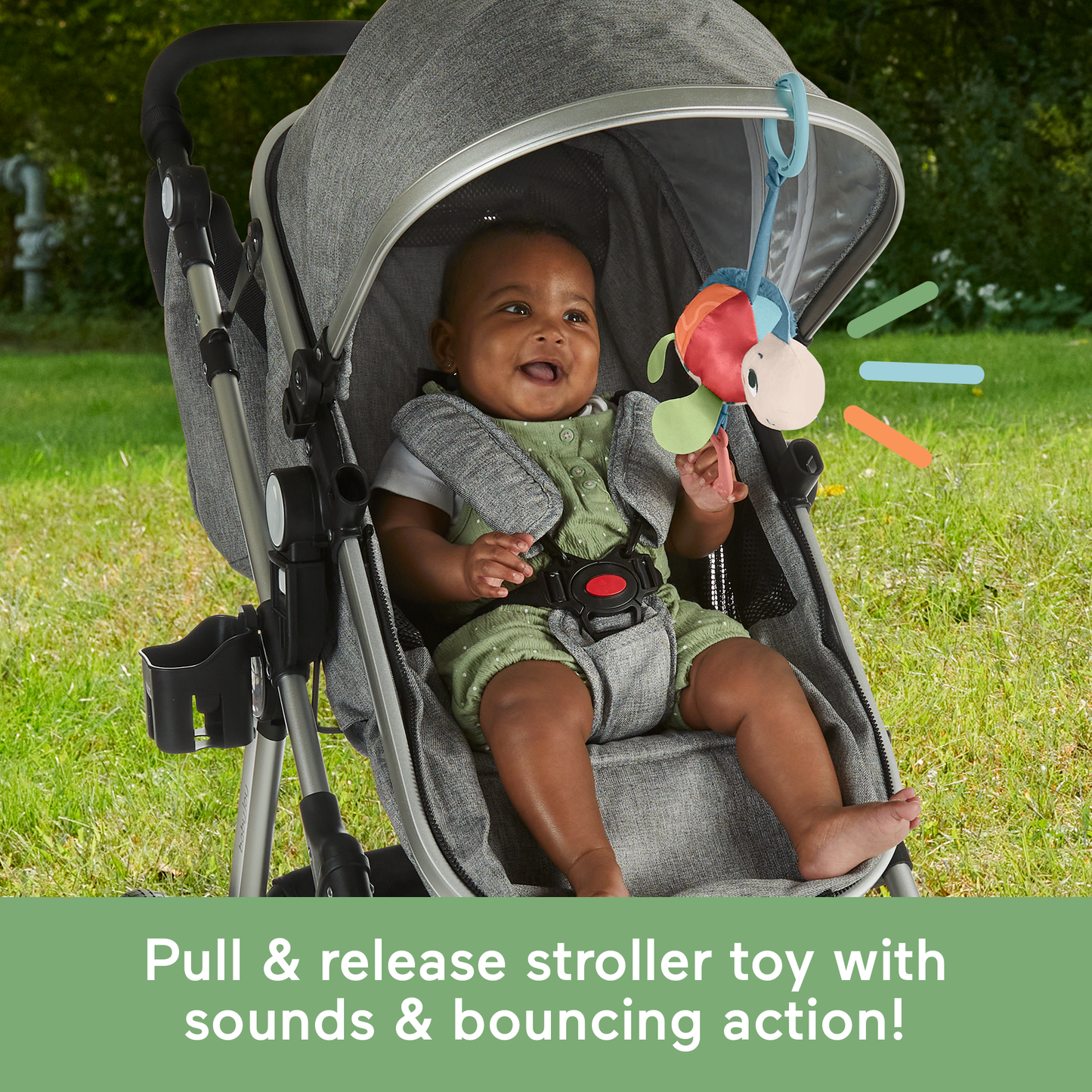 Bloomila Planet Friends Sea Me Bounce Turtle Baby Stroller Toy With Sensory Details Newborns