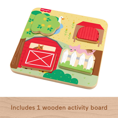 Bloomila Wooden Farm Animal Board Busy Activity Toy For Baby & Toddler, 1 Wood Piece