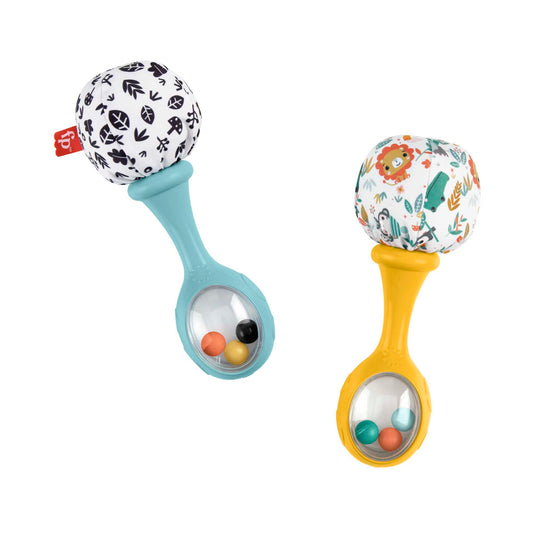 Bloomila Baby Rattle ‘n Rock Maracas Toys, Set Of 2 For infants 3+ Months, High Contrast