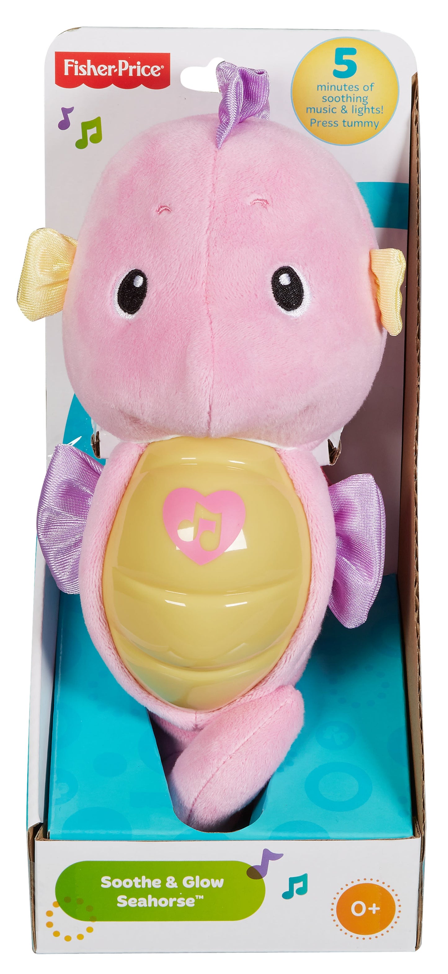Bloomila Soothe & Glow Seahorse, Musical Plush Toy & Sound Machine For Baby With Lights, Pink