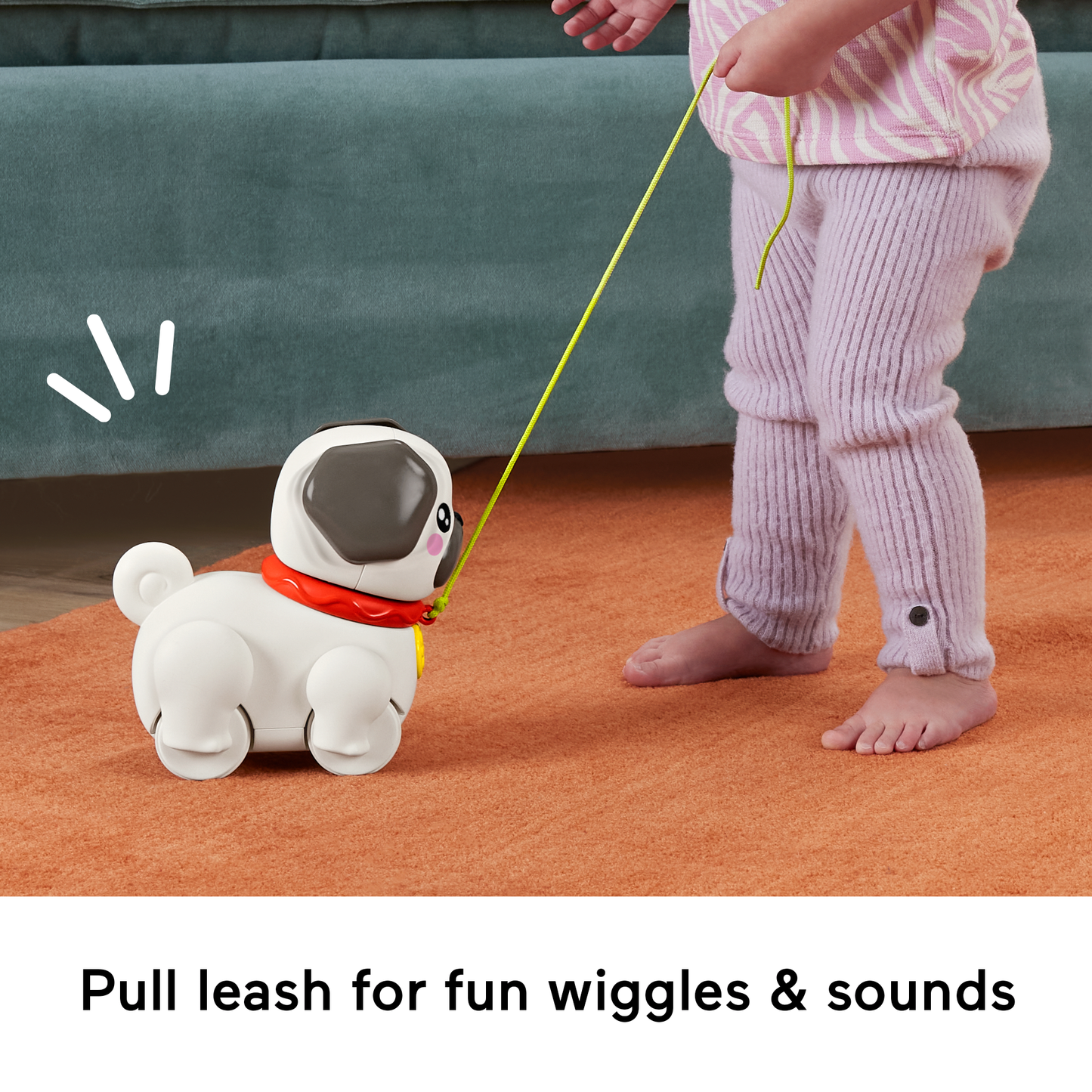 Bloomila Fp Pets Walk-The-Pup Pug Baby & Toddler Pull Toy With Motion & Sounds