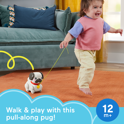 Bloomila Fp Pets Walk-The-Pup Pug Baby & Toddler Pull Toy With Motion & Sounds