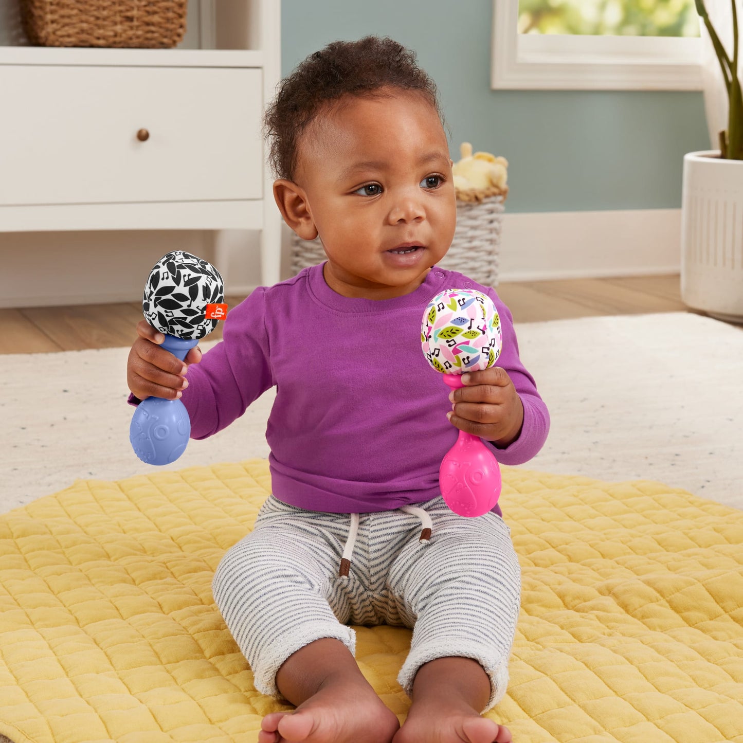 Bloomila Rattle ‘n Rock Maracas Set Of 2 Baby Rattles, Newborn Toys, Pink