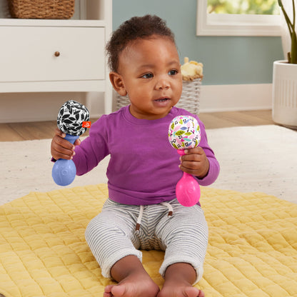 Bloomila Rattle ‘n Rock Maracas Set Of 2 Baby Rattles, Newborn Toys, Pink