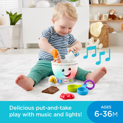 Bloomila Mixing Bowl Learning Toy With Lights Music And Pretend Food, Baby And Toddler Toy