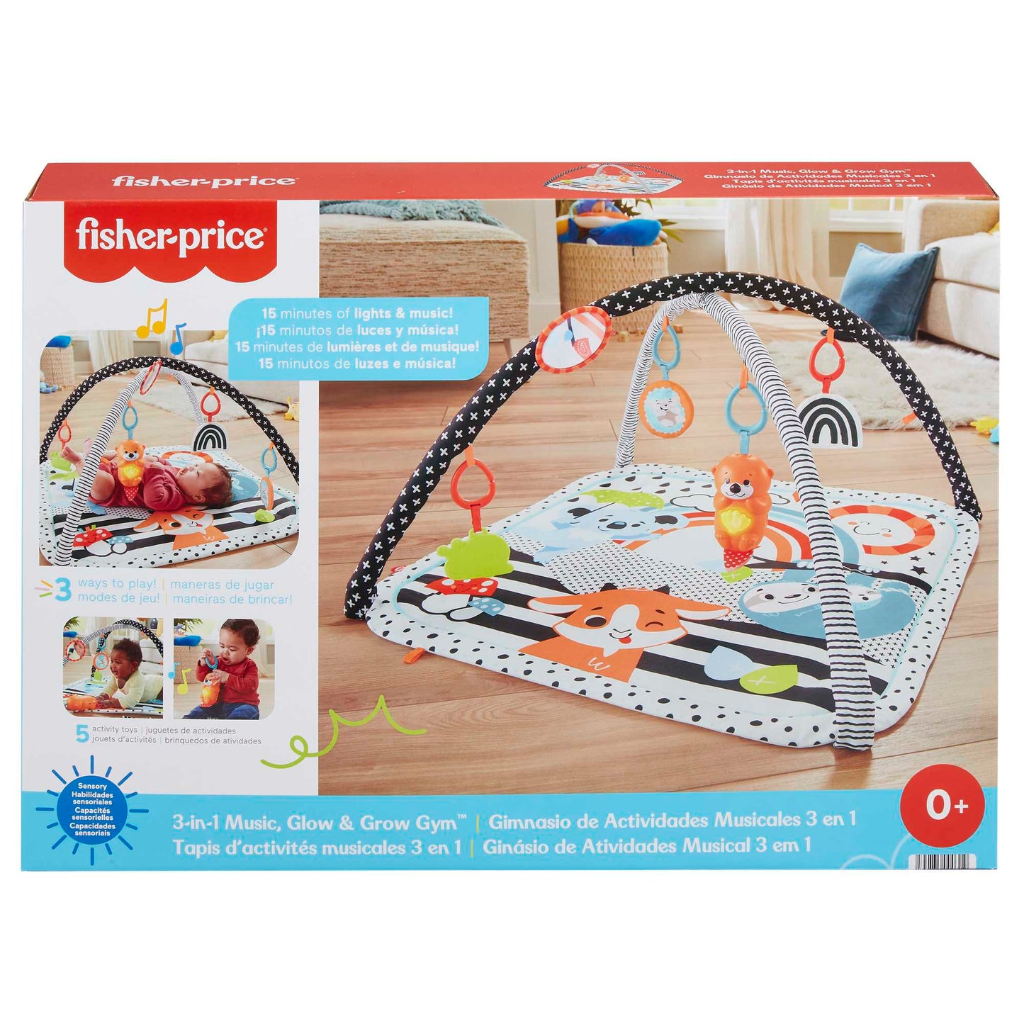 Bloomila 3-In-1 Music Glow And Grow Gym Infant Playmat With Lights & Removable Toys