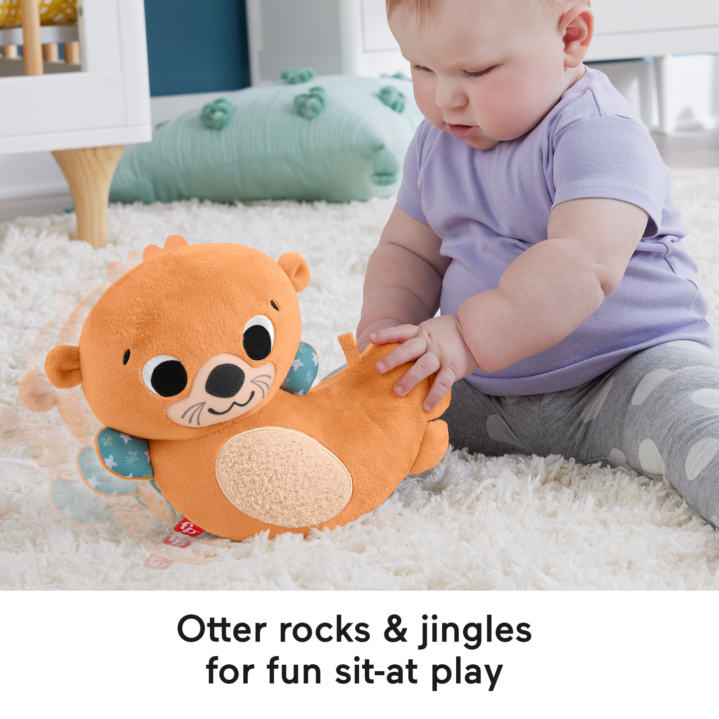 Bloomila 2-in-1 Rockin’ Tummy Time Otter, Plush Baby Sensory Toy For Tummy Time