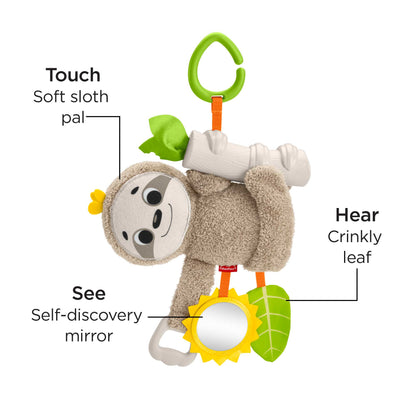 Bloomila Slow Much Fun Stroller Sloth Baby Toy With Sensory Details For Newborns