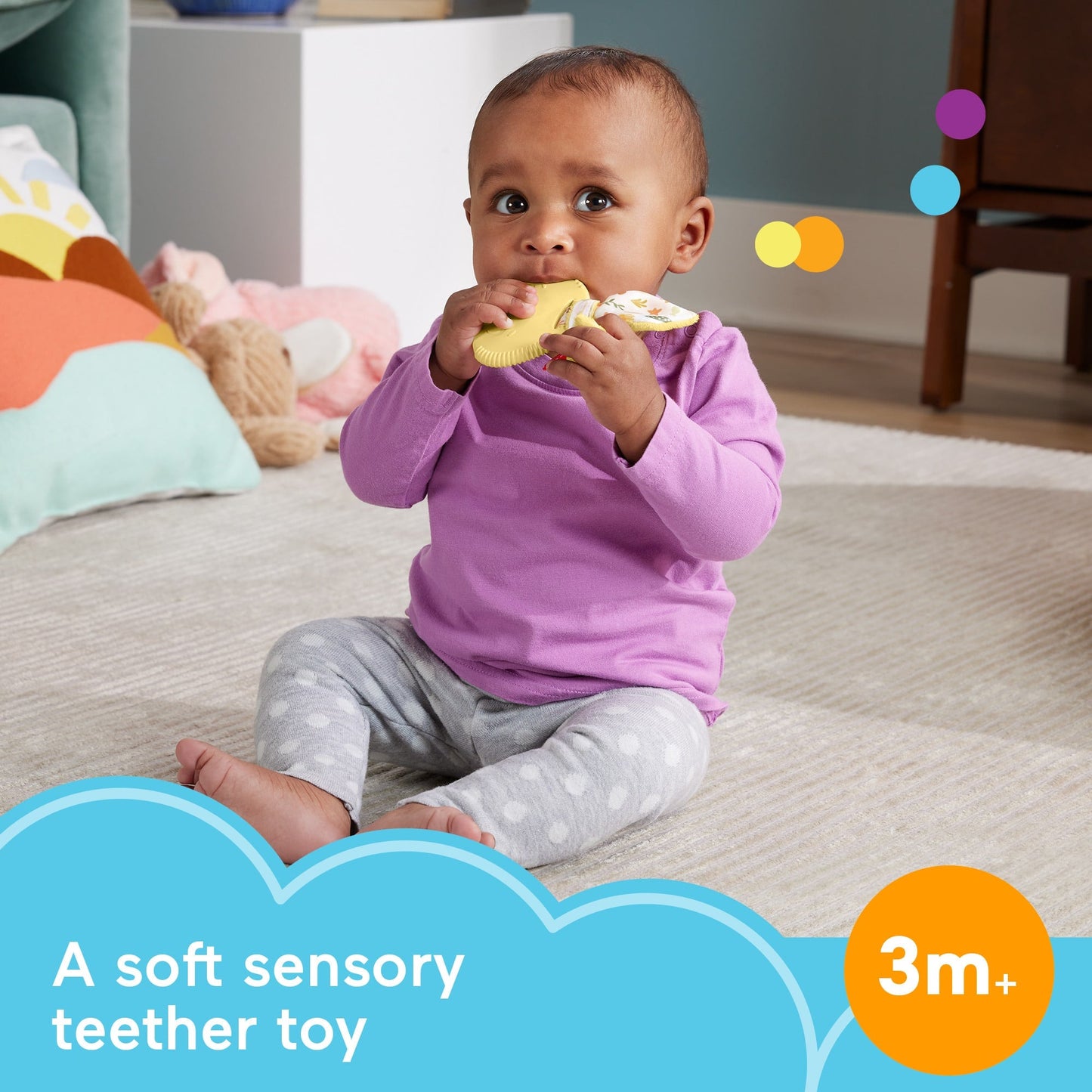 Bloomila Snuggle Bunny Teether Baby Toy With Fine Motor Activity For Newborns