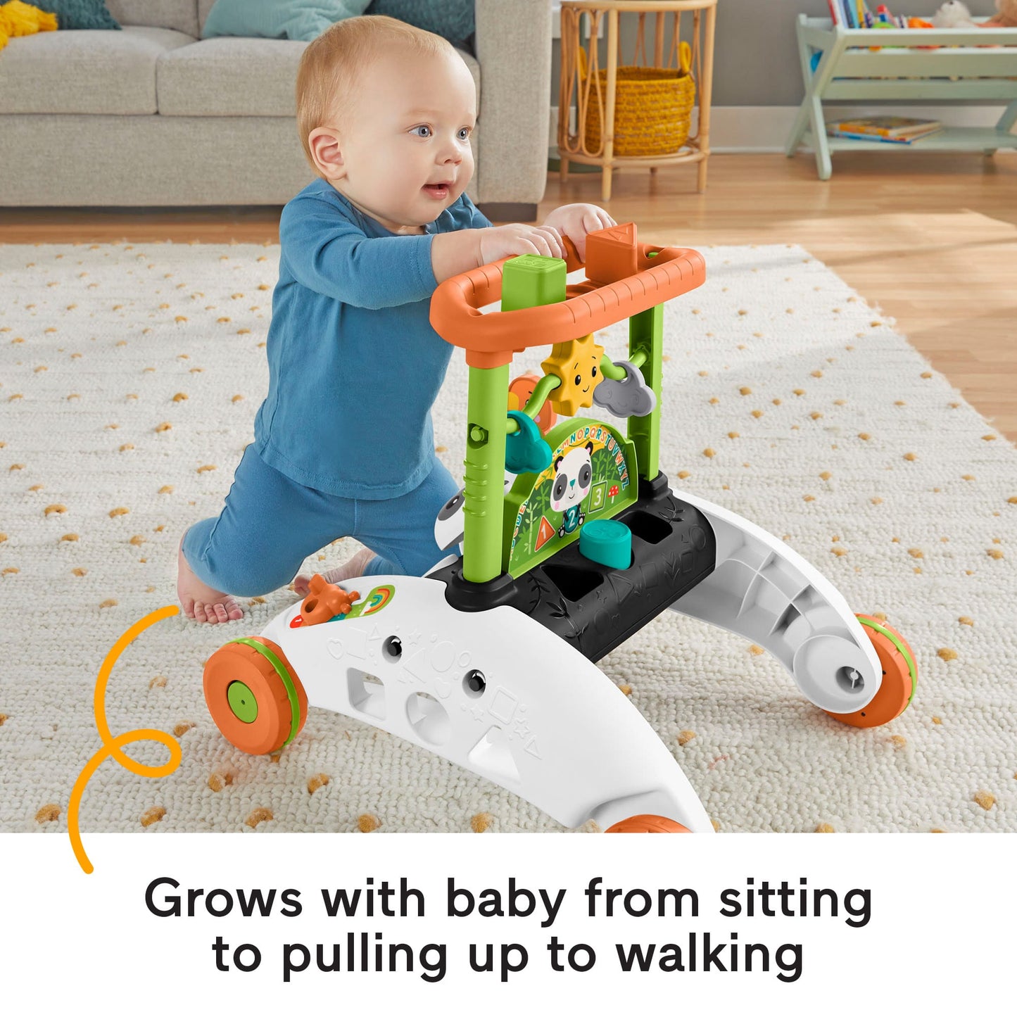 Bloomila 2-Sided Steady Speed Panda WalkBaby & Toddler Learning Toy With Music & Blocks