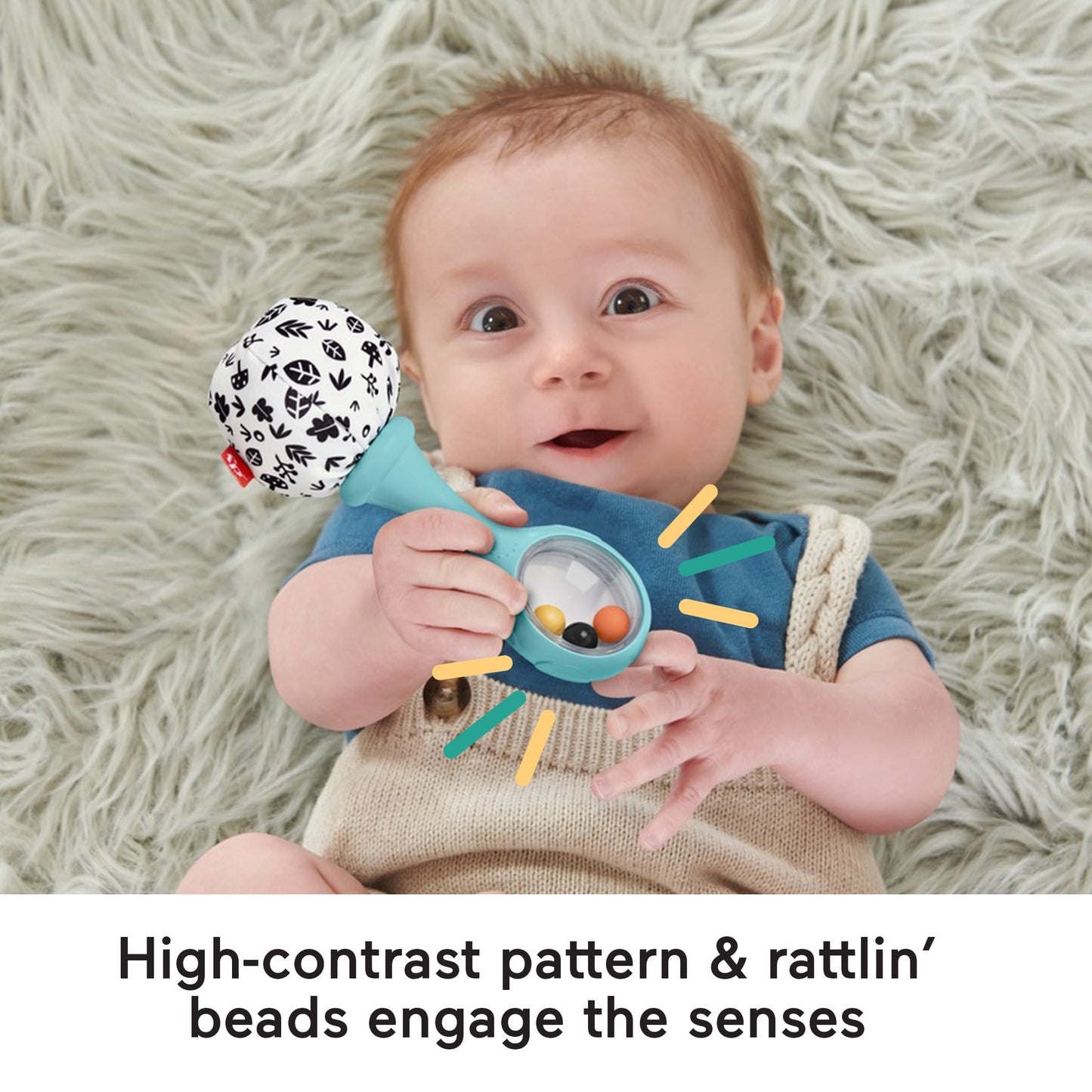 Bloomila Baby Rattle ‘n Rock Maracas Toys, Set Of 2 For infants 3+ Months, High Contrast